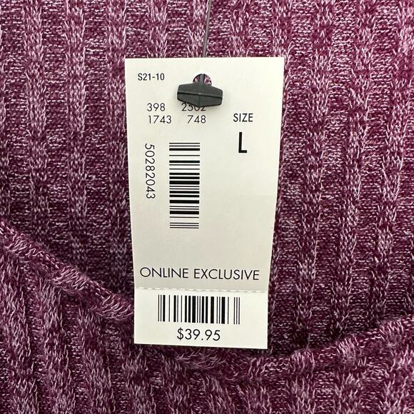 The Limited‎ Knit Tunic Top Purple Womens Size L Ribbed HiLo Hem Round Neckline - Picture 3 of 8